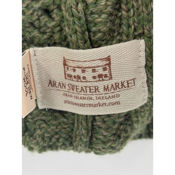 Aran Sweater Market Scarf Wool Ireland One Size Unisex Green Fisherman Cable - Picture 4 of 11